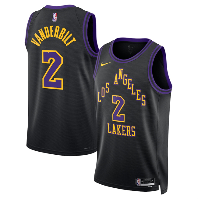 Men's Black Los Angeles Lakers #2 Jarred Vanderbilt 2025/26 City Edition Stitched Basketball Jersey